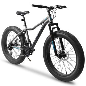 Ecarpat 26 Inch Fat Tires Mountain Bike, 4-Inch Wide Wheel, 21-Speed Disc Brakes, Mens Womens Trail Beach Snow Commuter City Mountain Bike, Carbon Ste