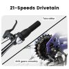 Ecarpat Mountain Bike 26 Inch Wheel, 21-Speed U-Brakes Twist Shifter, Carbon Steel Frame Youth Teenagers Mens Womens Trail Commuter City Snow Beach Mo