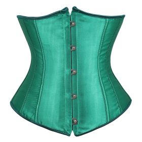 SEXY Gothic Underbust Corset and Waist cincher Bustiers Top Workout Shape Body Belt Plus size Lingerie S-6XL (Color: Green, size: XL)