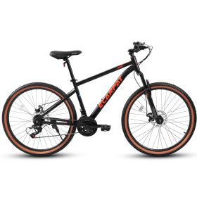Ecarpat Mountain Bike 24 Inch Wheel, 21-Speed Disc Brakes Trigger Shifter, Carbon Steel Frame Youth Teenagers Mens Womens Trail Commuter City Snow Bea (Color: as Pic)