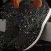 Women Flat Glitter Sneakers Casual Female Mesh Lace Up Bling Platform
