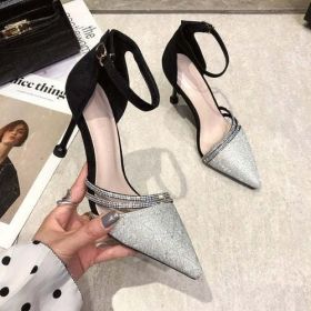 Mary Jane Shoes Glitter Heels Evening Shoes Stiletto Extreme High (Shoe Size: 35, Color: Black)