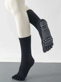 Nonslip Yoga Socks Ideal for Pilates Dance Indoor Sports (Color: Black, size: One-size)