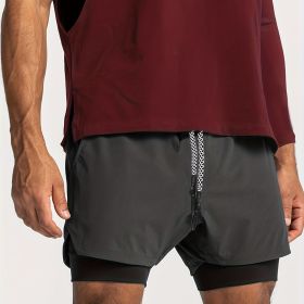 Versatile Summer Shorts with Zipper Pocket for Your Ultimate Workout (Color: Dark Gray, size: L(34))