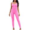 Women Yoga Romper Workout Ribbed Sleeveless Sport Stretch Jumpsuit Playsuit