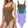 MRIGNT Ribbed Seamless Bodysuit for Women, Sleeveless Shapewear Tank Top for Tummy Control, Sexy Body Sculpting Suits 3 Pack
