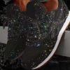 Women Flat Glitter Sneakers Casual Female Mesh Lace Up Bling Platform