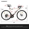 A28320R 700c Ecarpat Road Bike, 16-Speed L-TWOO Disc Brakes, Light Weight Aluminum Frame ,Racing Bike City Commuting Road Bicycle for Men Women