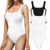 MRIGNT Ribbed Seamless Bodysuit for Women, Sleeveless Shapewear Tank Top for Tummy Control, Sexy Body Sculpting Suits 3 Pack