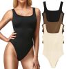 MRIGNT Ribbed Seamless Bodysuit for Women, Sleeveless Shapewear Tank Top for Tummy Control, Sexy Body Sculpting Suits 3 Pack