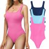 MRIGNT Ribbed Seamless Bodysuit for Women, Sleeveless Shapewear Tank Top for Tummy Control, Sexy Body Sculpting Suits 3 Pack