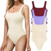 MRIGNT Ribbed Seamless Bodysuit for Women, Sleeveless Shapewear Tank Top for Tummy Control, Sexy Body Sculpting Suits 3 Pack